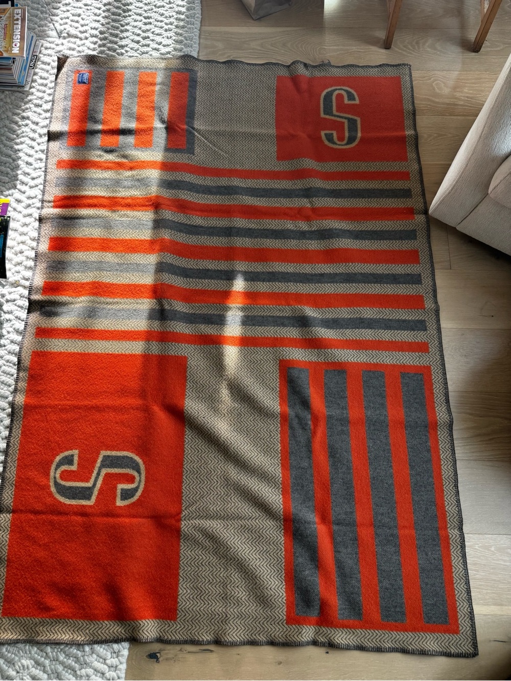 Faribault Woolen Mill Co. Monogram Wool Blend Throw — “S” — Anthropologie — NWT